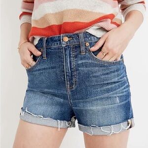 Madewell Cutoff Edition Glenoaks Wash High-Rise Denim Short Raw Hem F7019